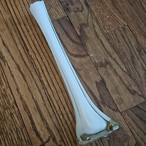 Tall Murano White Cased Glass Vtg Tapered Eifel Tower Vase READ